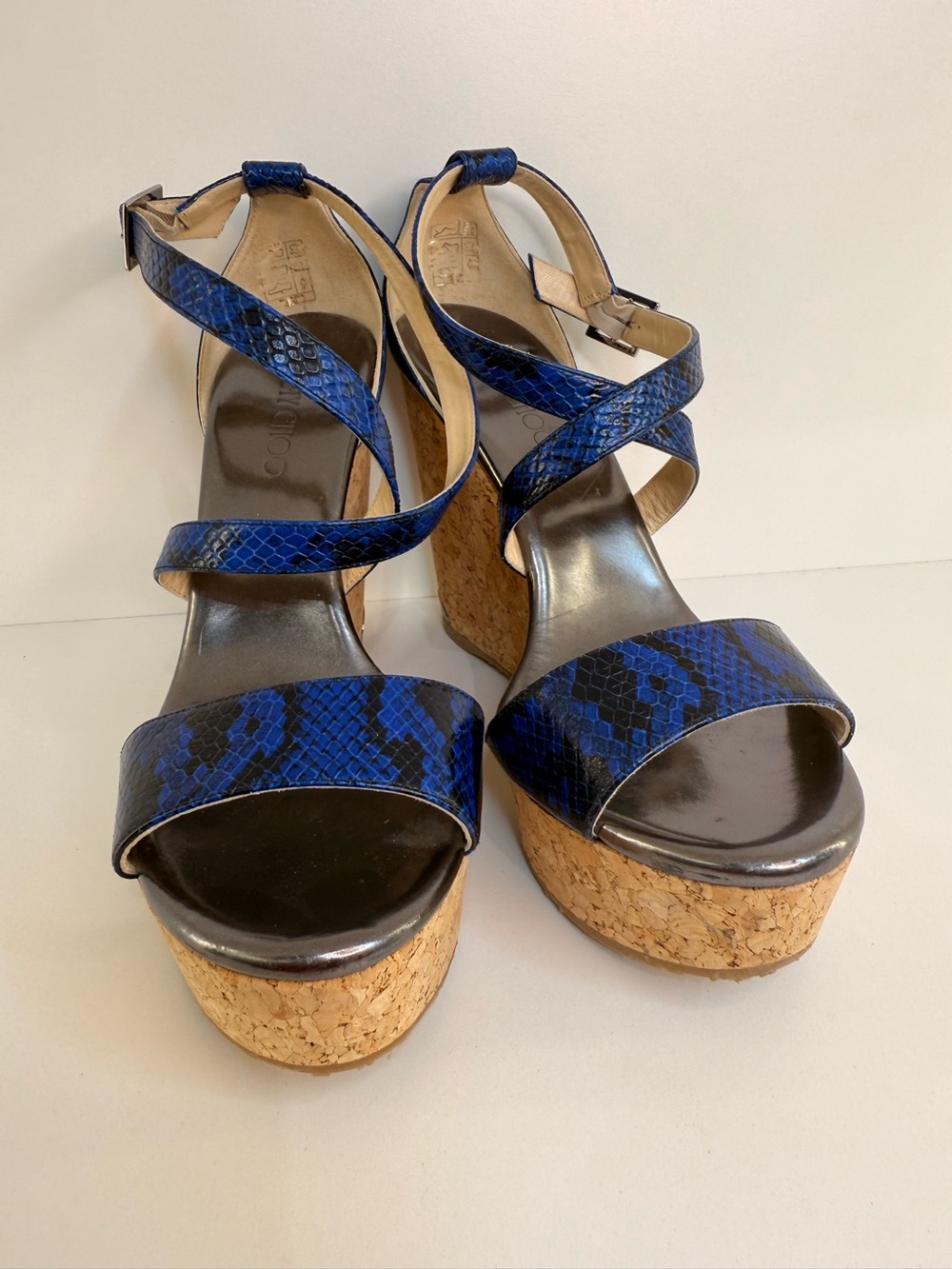 Jimmy Choo Navy Snake Designer Shoes Sz 41